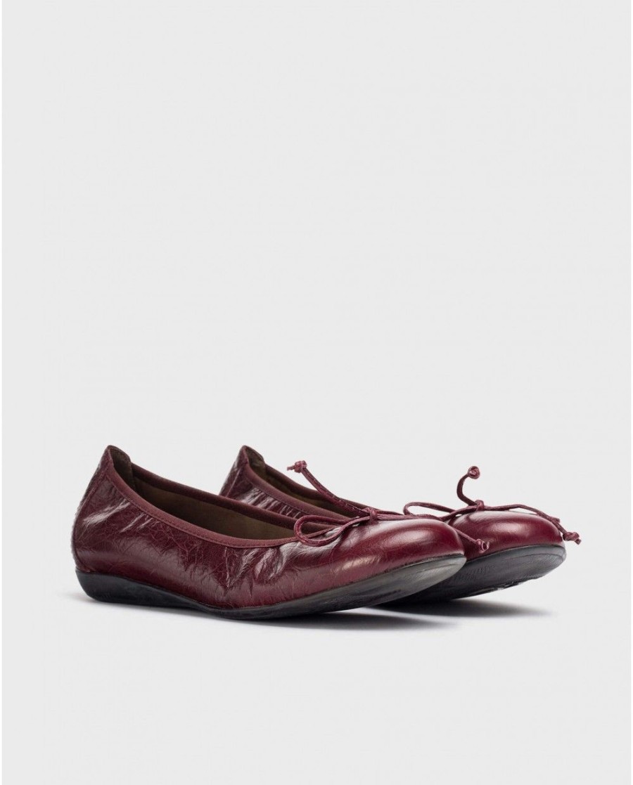 Wonders Burgundy Bo Ballet Pump | Ballerinas