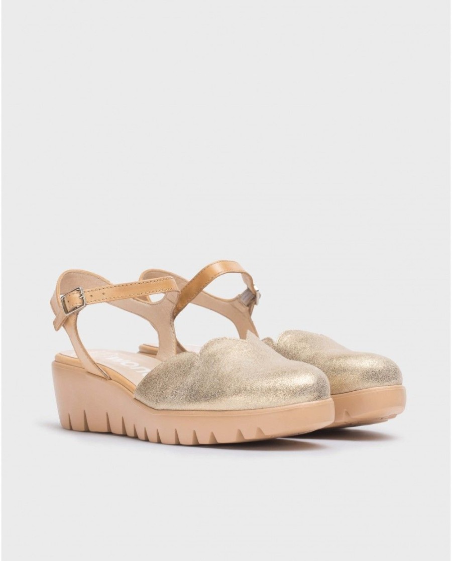 Wonders Gold Caravaca Sandal | Wedges