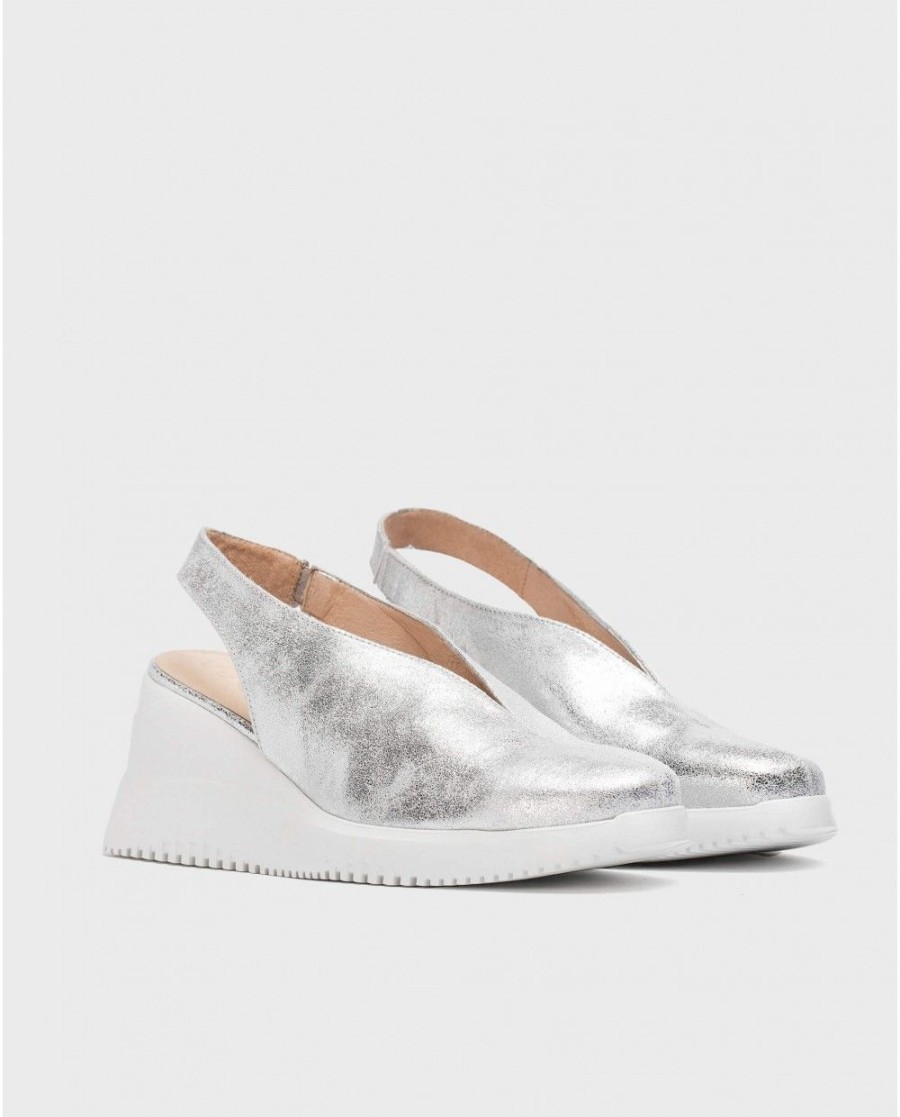 Wonders Silver Walter Wedge Shoe | Wedges