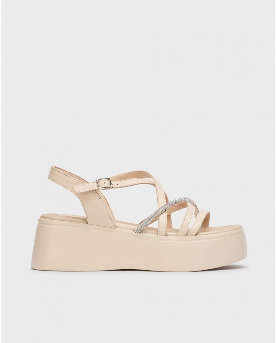 Wonders Beige Martina Platform Sandals | Sandals