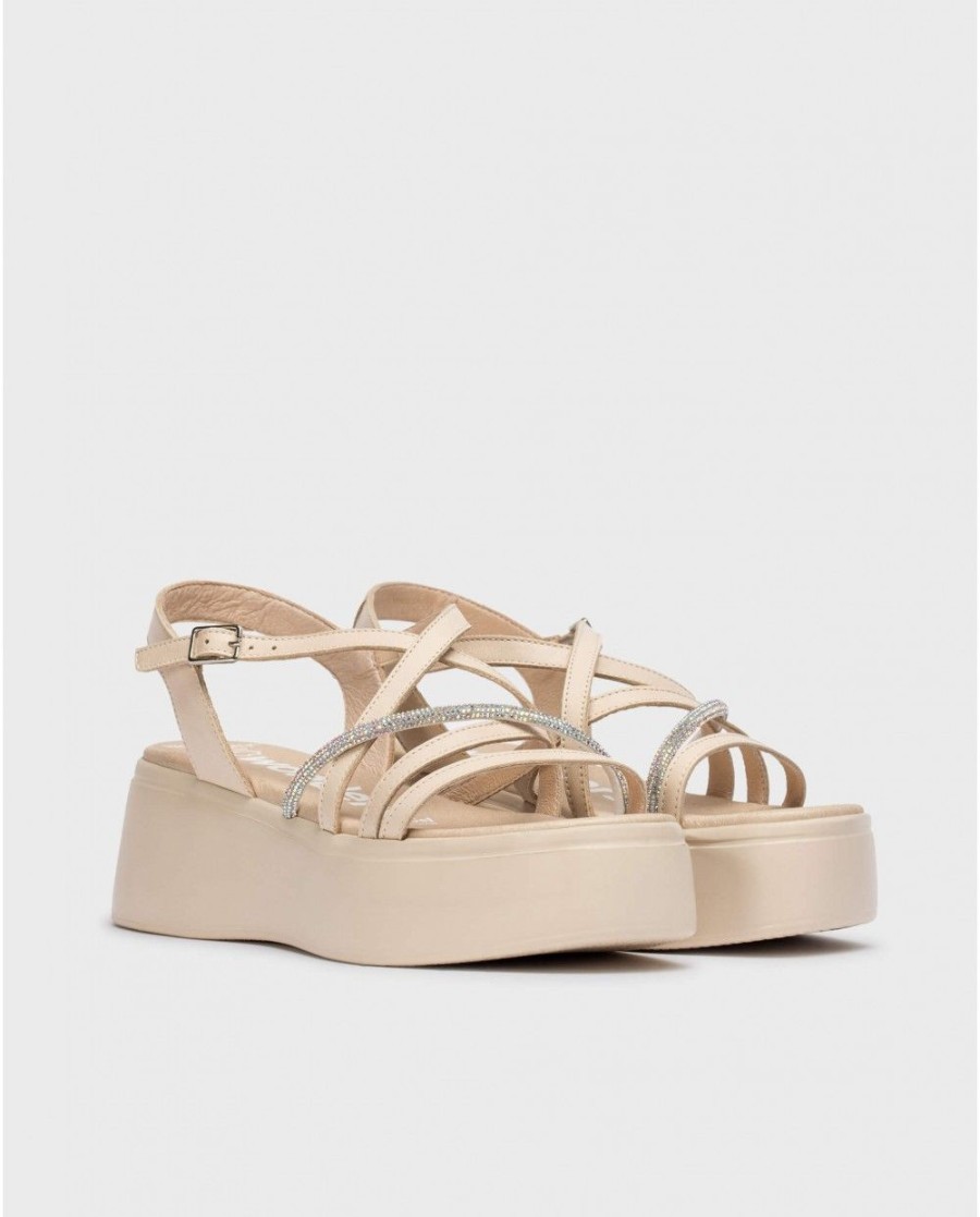 Wonders Beige Martina Platform Sandals | Sandals