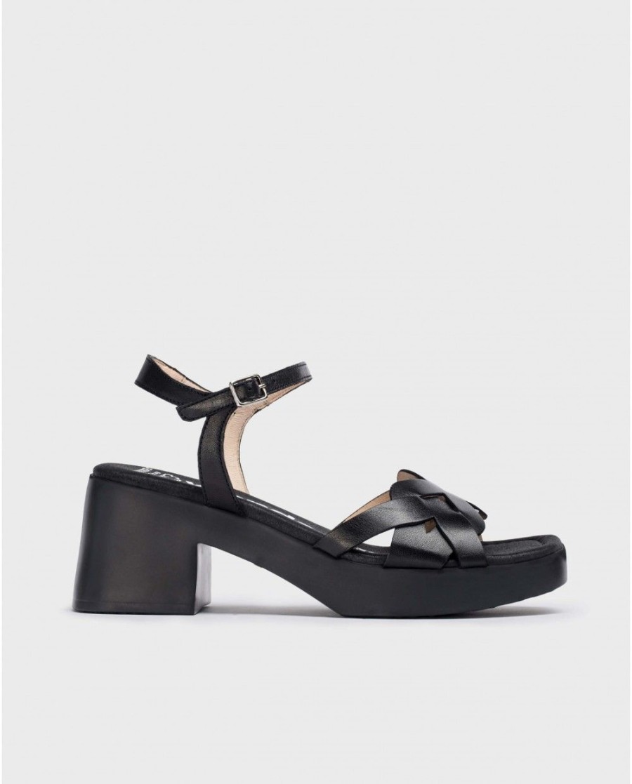 Wonders Black Catalina Sandals | Heels