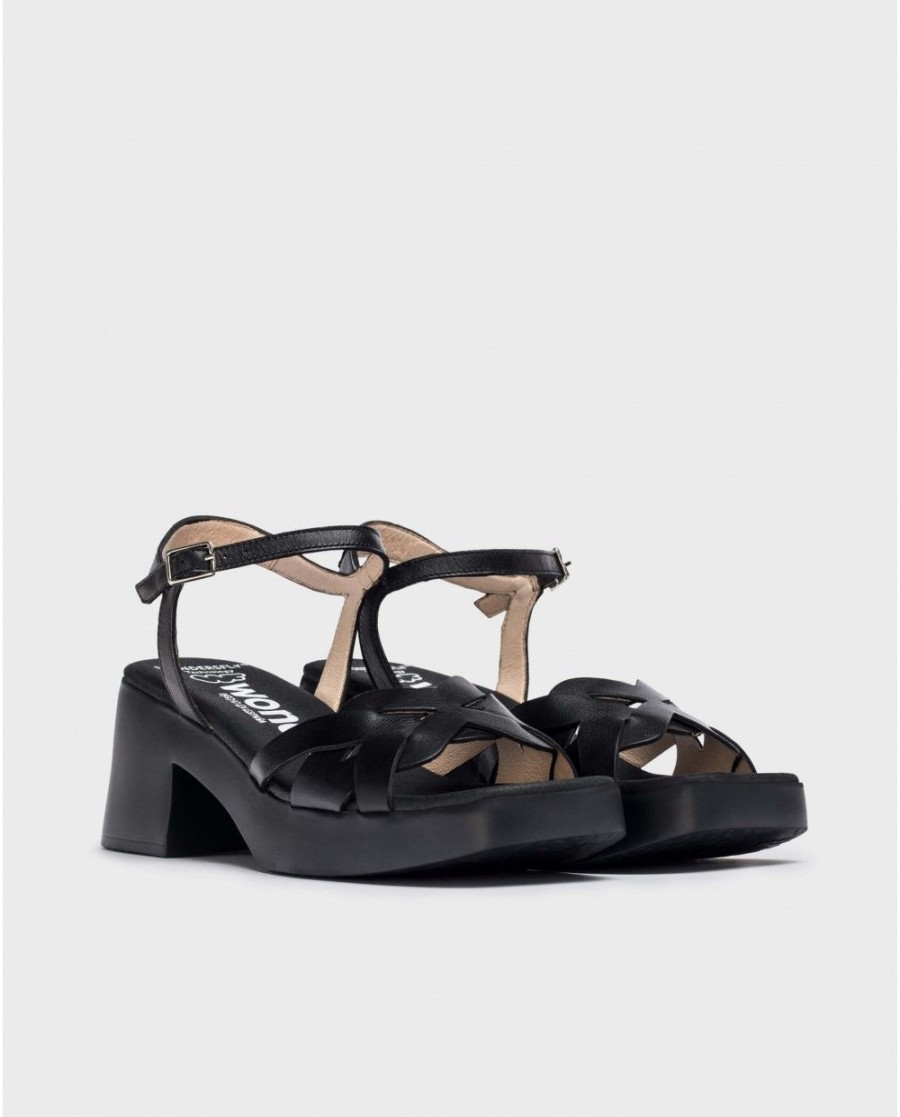 Wonders Black Catalina Sandals | Heels